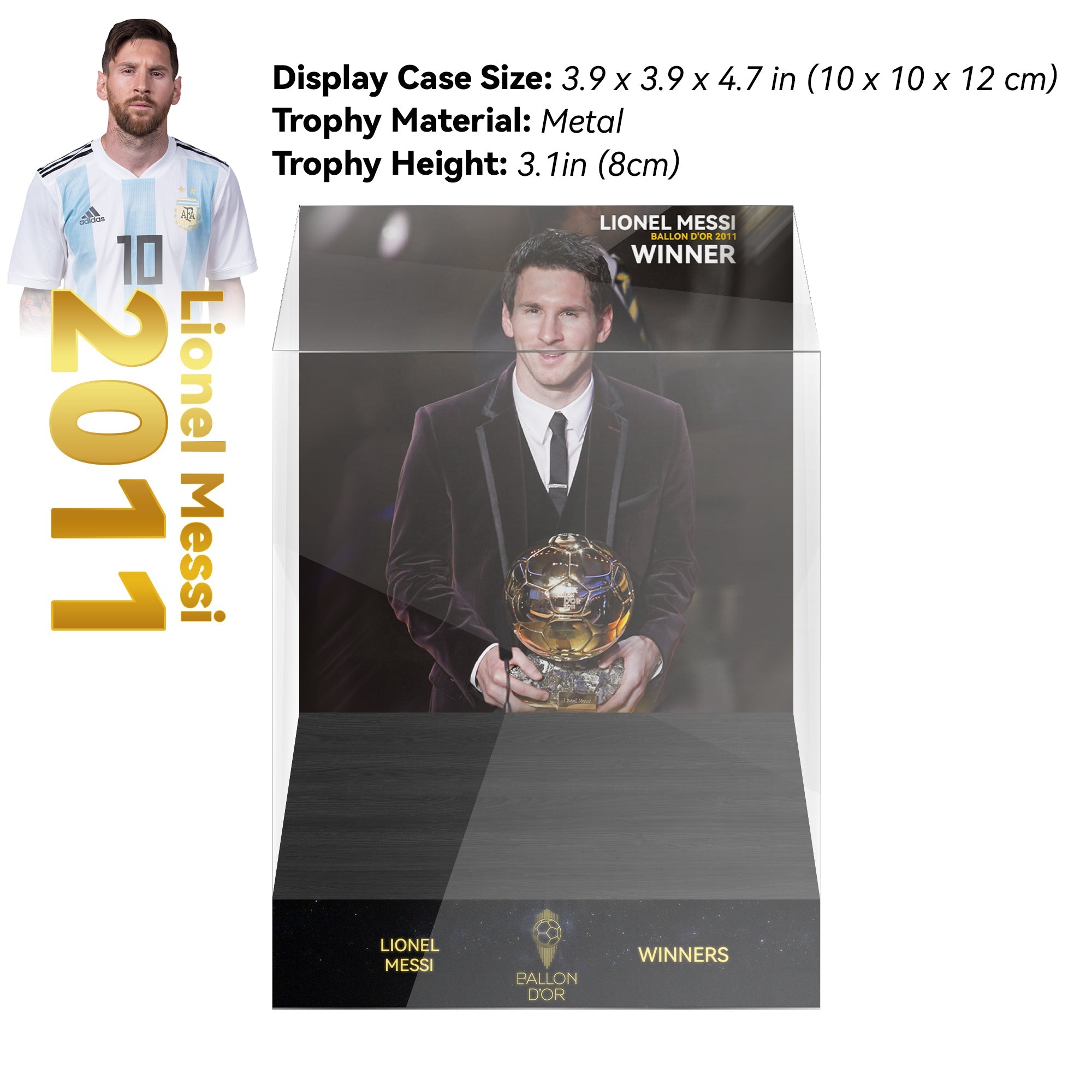 2011 LIONEL MESSI Ballon d'Or Trophy Display Case
