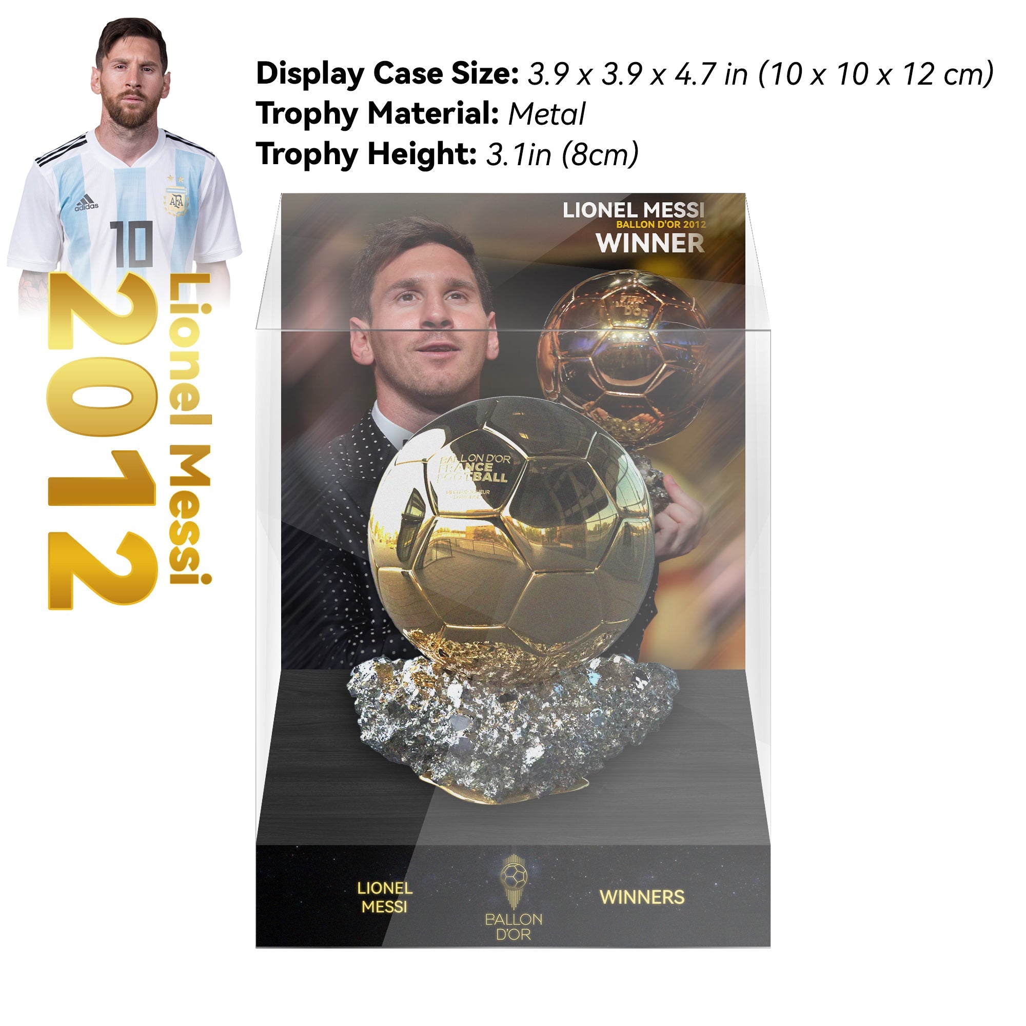 2012 LIONEL MESSI Ballon d'Or Trophy Display Case