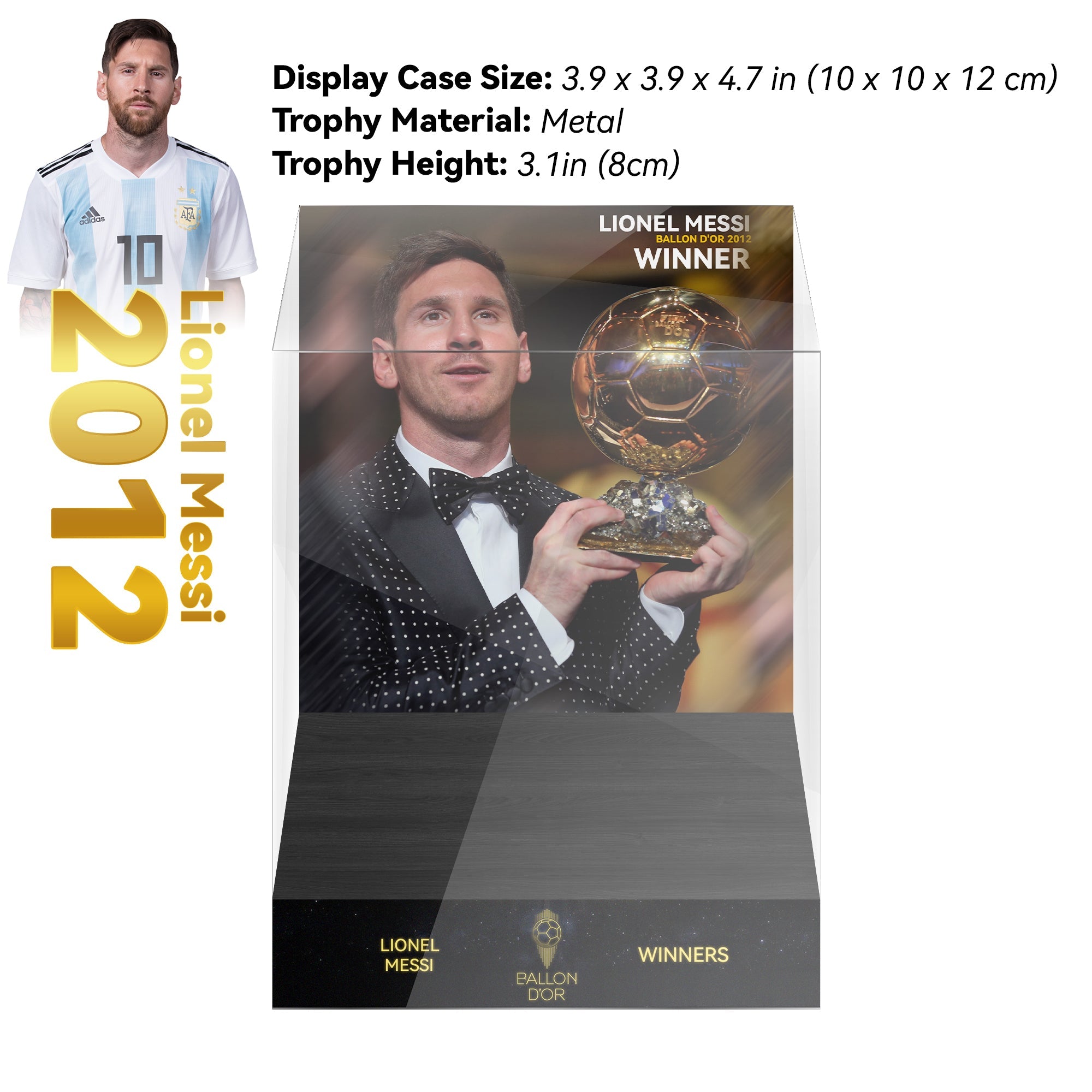 2012 LIONEL MESSI Ballon d'Or Trophy Display Case