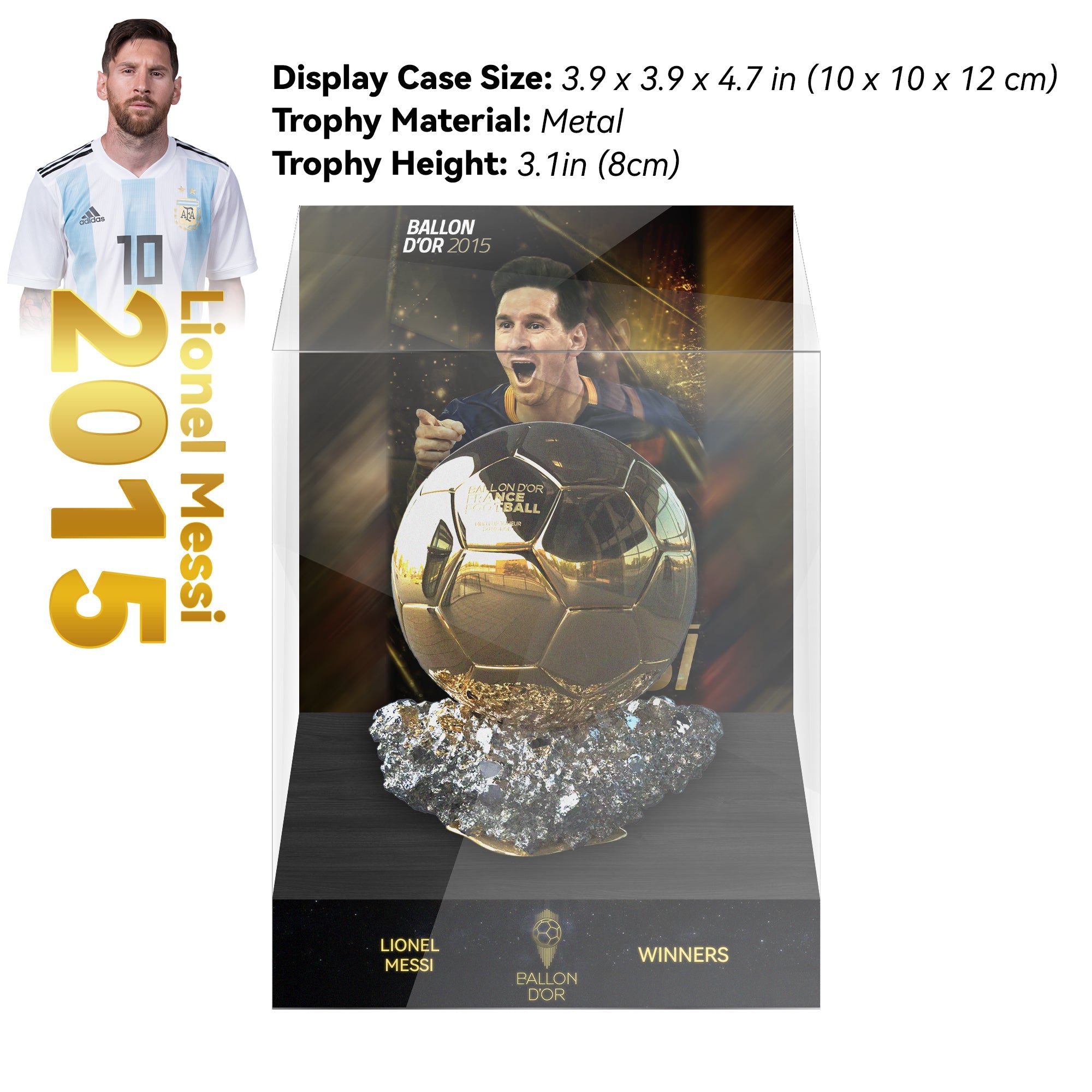 2015 LIONEL MESSI Ballon d'Or Trophy Display Case