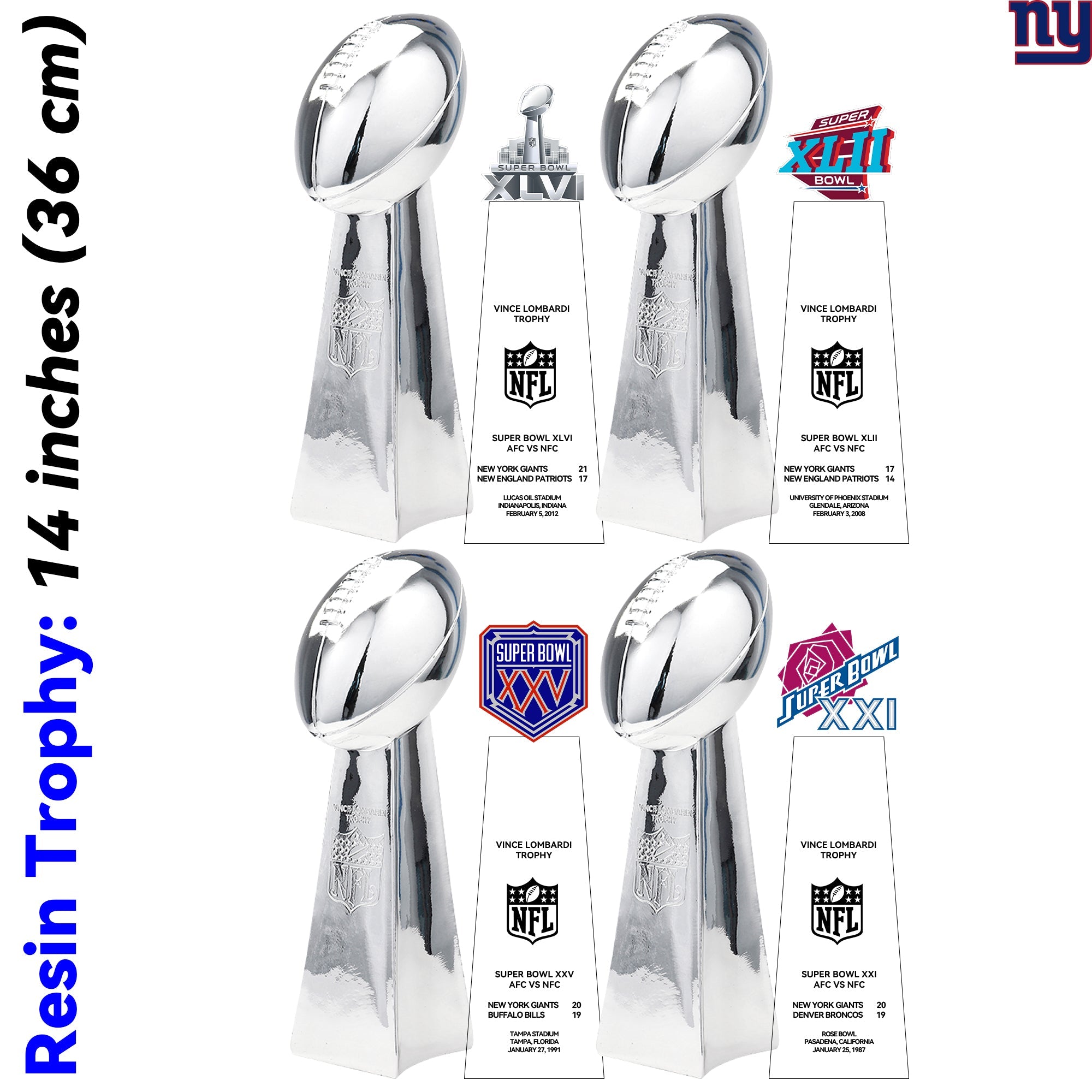 New York Giants 4 Super Bowl trophies