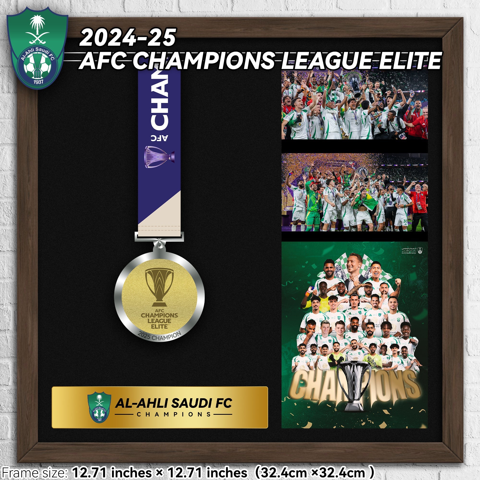 2025 AFC Champions League Elite Champions Medal Frame(Medal Included) Al-Ahli Saudi Football Club